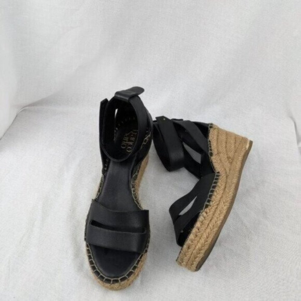 Franco Sarto Black Callia Wedge Sandal Size 8 Women